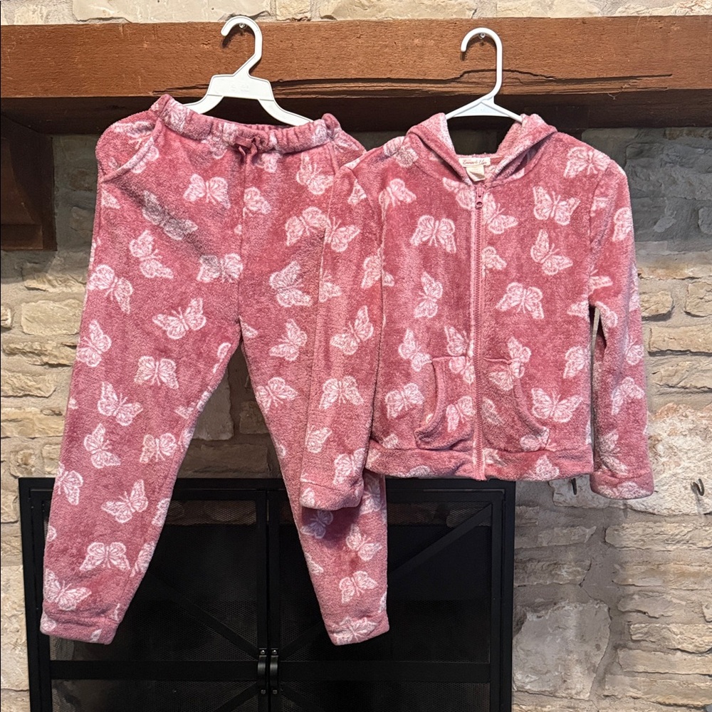 Cozy Kids Butterfly Print Set in Pink